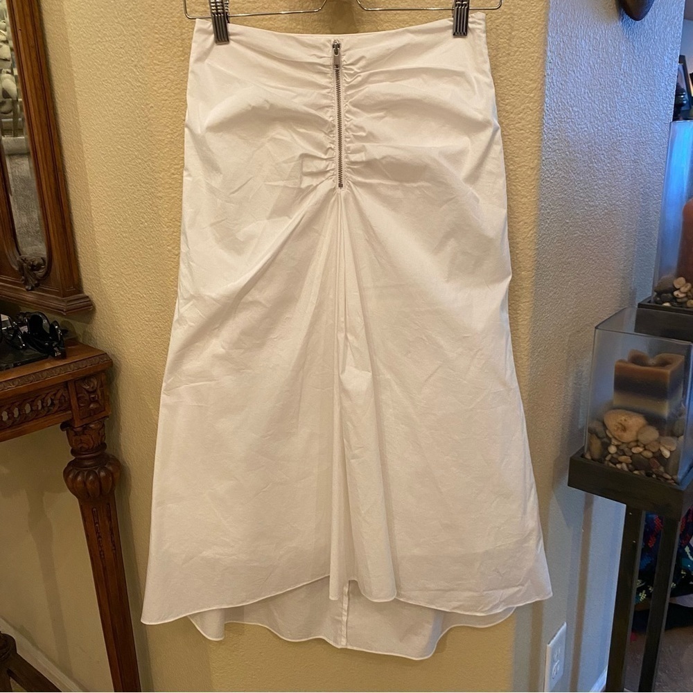 TROUVÉ Women White Ruched Zipper High-Low Hem Maxi Skirt Size Xsmall